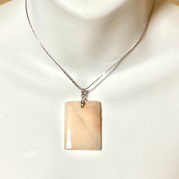 Natural Peachy Banded Agate Pendant, Large Genuine Gemstone Geometric Pendant - Picture 9 of 12